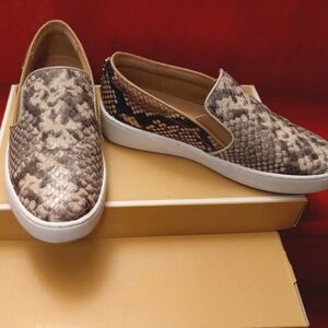Michael Kor Leather Snakeskin Slip-On Sneakers